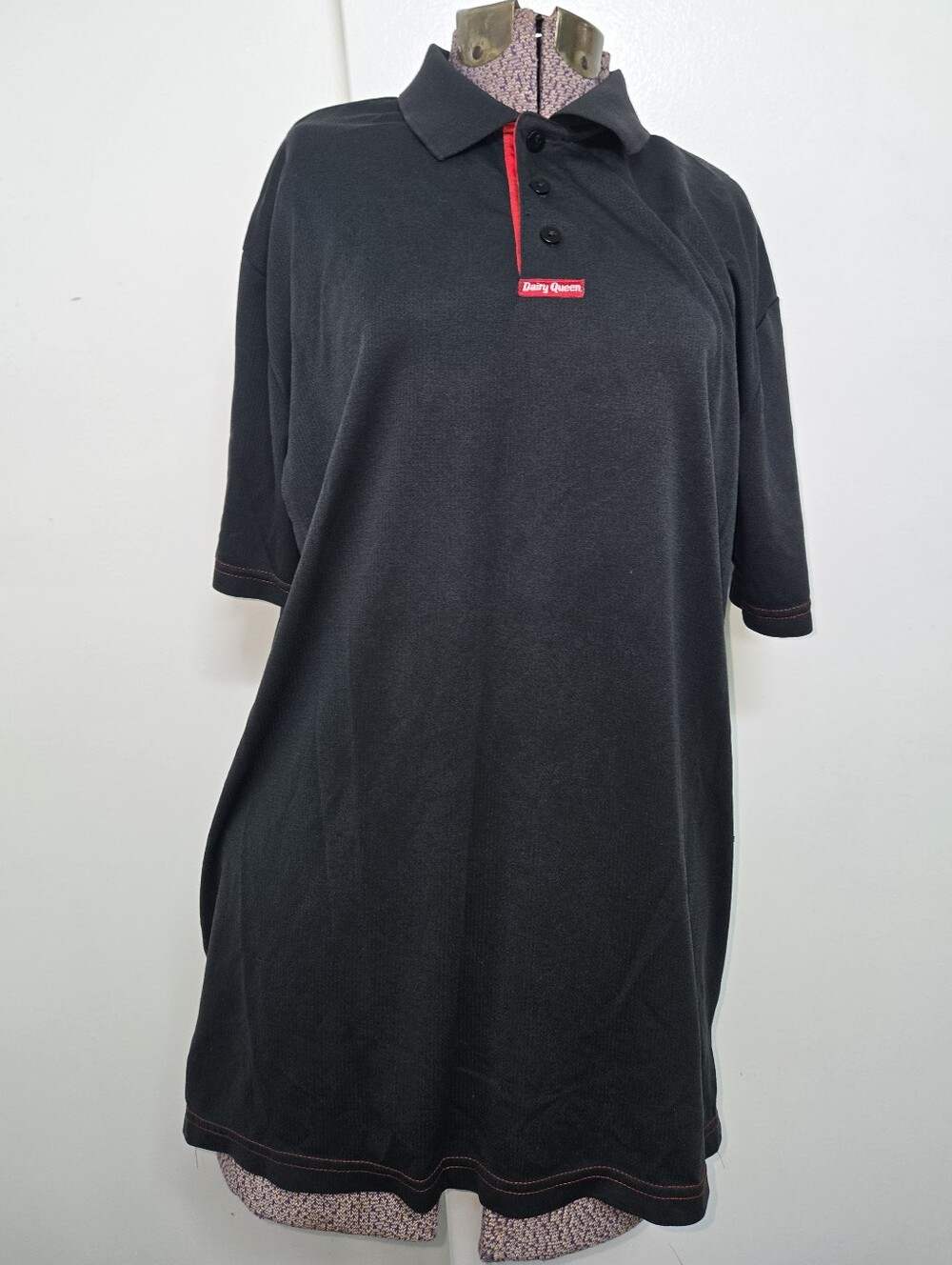 Dairy Queen DQ Employee Uniform Men's Size Medium Dark Gray Polo Red Ribbon